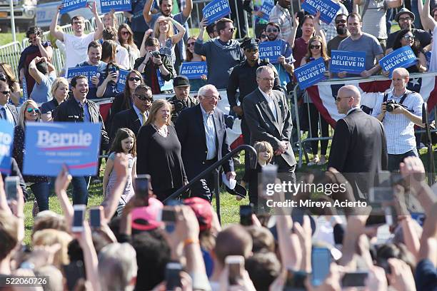 Jane Sanders, Democratic presidential candidate U.S Senator, Bernie Sanders and Levi Sanders attend, "A Future To Believe in GOTV" rally concert at...