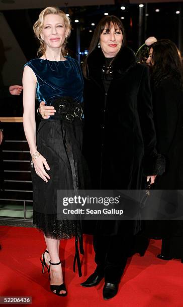 Actresses Cate Blanchett and Anjelica Huston arrive at "The Life Aquatic With Steve Zissou" Premiere during the 55th annual Berlinale International...