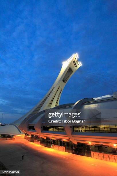 canada, quebec, montreal, olympic stadium, - olympic stadium montreal stock pictures, royalty-free photos & images