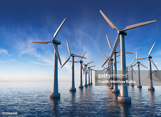 wind farm - windpark offshore stock-fotos und bilder