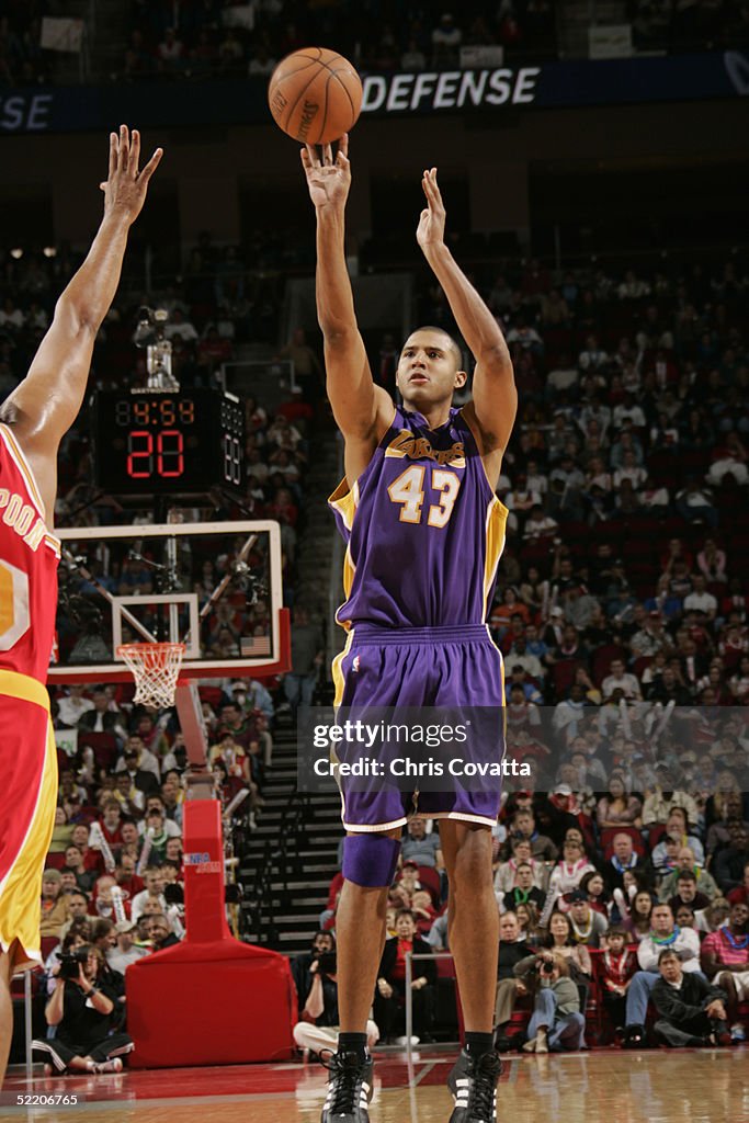Brian Cook Rockets Brian Cook of the Los Angeles Lakers shoots a jump shot against... News ...