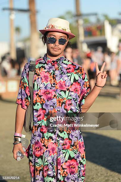 Music fan attends day 3 of the 2016 Coachella Valley Music & Arts Festival at the Empire Polo Club on April 17, 2016 in Indio, California.