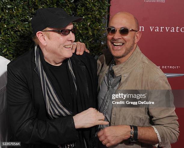 Musician Rick Nielsen of Cheap Trick and John Varvatos arrive at the 13th Annual Stuart House Benefit at John Varvatos on April 17, 2016 in Los...