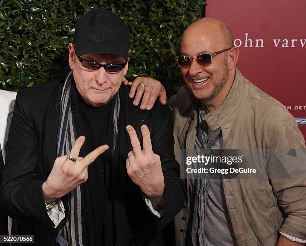 Musician Rick Nielsen of Cheap Trick and John Varvatos arrive at the 13th Annual Stuart House Benefit at John Varvatos on April 17, 2016 in Los...