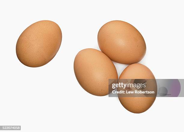 four brown eggs - egg stock pictures, royalty-free photos & images