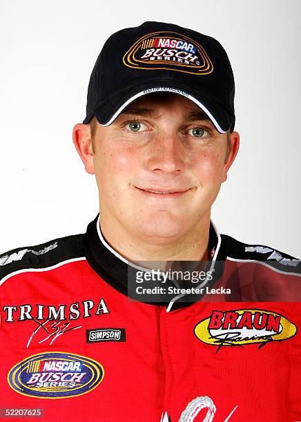 Portrait of Shane Hmiel, driver of the NASCAR Busch Series WinFuel/TrimSPA Chevrolet, at the NASCAR Nextel Cup Daytona 500 on February 16, 2005 at...