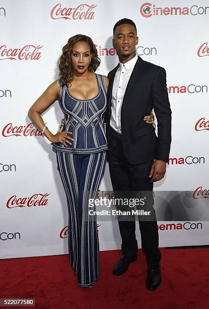 Actress Vivica A. Fox and actor Jessie Usher, recipients of the Ensemble of the Universe Award for "Independence Day: Resurgence," attend the...