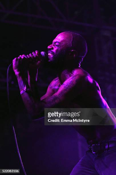 Ride of Death Grips performs onstage during day 3 of the 2016 Coachella Valley Music And Arts Festival Weekend 1 at the Empire Polo Club on April 17,...