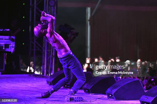 Ride of Death Grips performs onstage during day 3 of the 2016 Coachella Valley Music And Arts Festival Weekend 1 at the Empire Polo Club on April 17,...