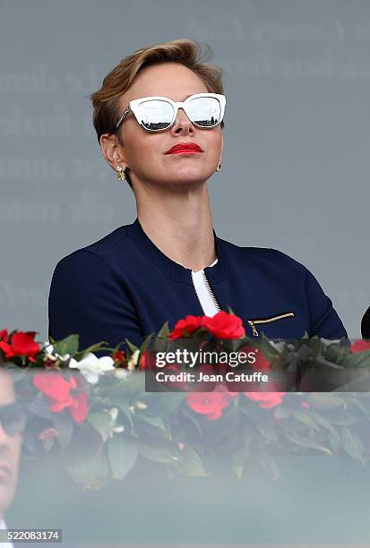 Princess Charlene of Monaco attends the final of the 2016 Monte-Carlo Rolex Masters at Monte-Carlo Country Club on April 17, 2016 in Monte-Carlo,...