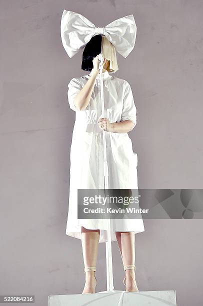 Sia performs onstage during day 3 of the 2016 Coachella Valley Music And Arts Festival Weekend 1 at the Empire Polo Club on April 17, 2016 in Indio,...