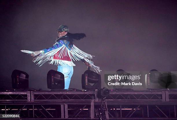 Singer Rihanna performs on day 3 of the 2016 Coachella Valley Music & Arts Festival Weekend 1 at the Empire Polo Club on April 17, 2016 in Indio,...