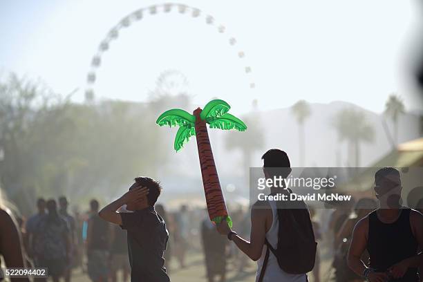 Festival goers attend day 3 of the 2016 Coachella Valley Music And Arts Festival Weekend 1 at the Empire Polo Club on April 17, 2016 in Indio,...
