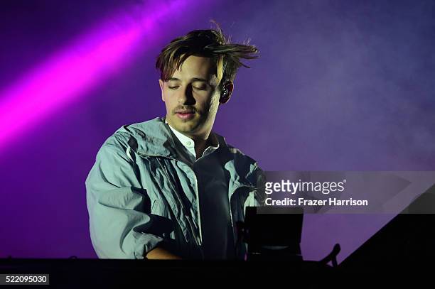 Musician Musician Flume performs onstage during day 3 of the 2016 Coachella Valley Music And Arts Festival Weekend 1 at the Empire Polo Club on April...