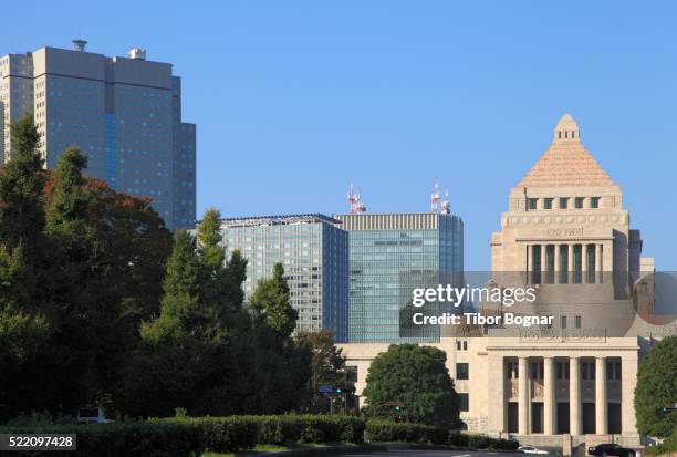 japan, tokyo, national diet, parliament - parliament building stock pictures, royalty-free photos & images