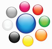 Collection of colorful blank round glossy web buttons verctor