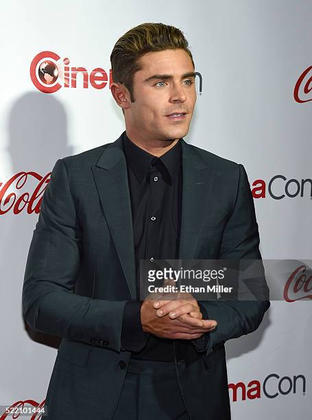 Actor Zac Efron, one of the recipients of the Comedy Stars of the Year Award, attends the CinemaCon Big Screen Achievement Awards brought to you by...