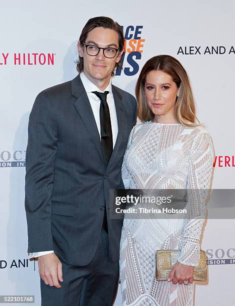 Christopher French and Ashley Tisdale attend the 23rd annual Race to Erase MS Gala at The Beverly Hilton Hotel on April 15, 2016 in Beverly Hills,...