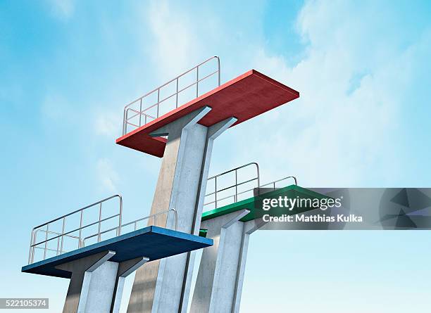 high diving platforms - triple fotografías e imágenes de stock