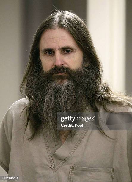 Accused kidnapper Brian David Mitchell enters court for his competency hearing February 17, 2005 in Salt Lake City, Utah. Mitchell is charged with...