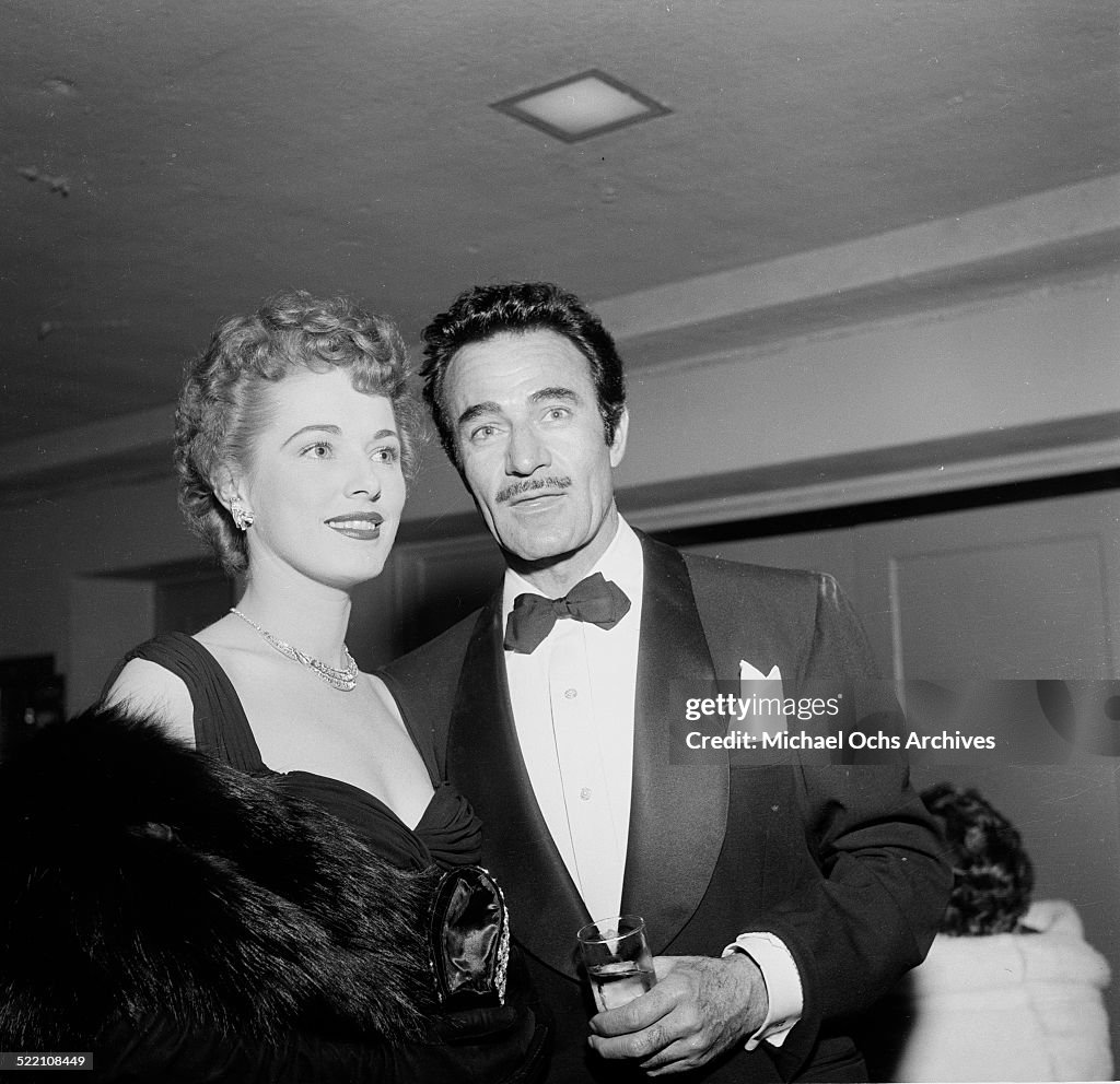 Actor Gilbert Roland with his wife Guillermina Cantu attends the ...