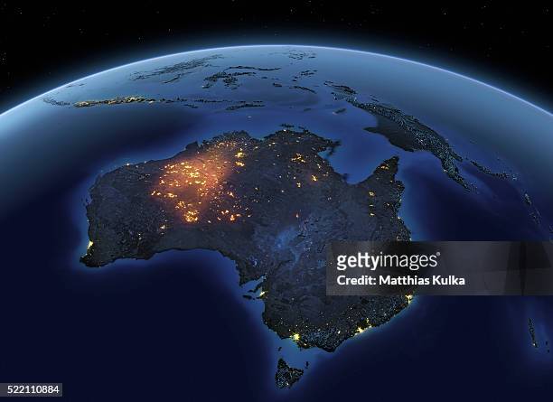 earth at night australia - australia stock-fotos und bilder