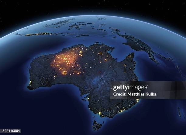 earth at night australia - australia australasia stockfoto's en -beelden