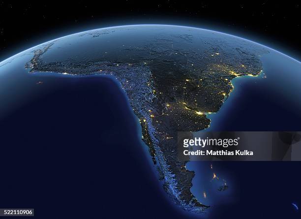earth at night south america - lateinamerika stock-fotos und bilder