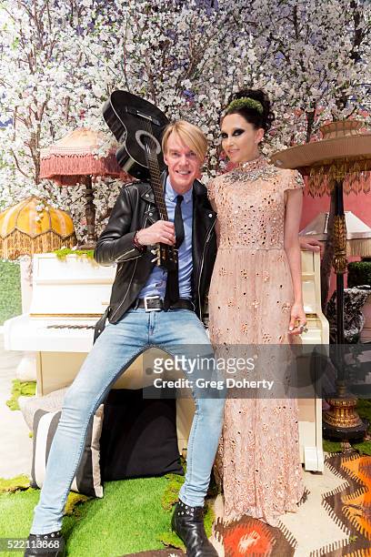 Senior Vice President of Neiman Marcus, Ken Downing and CEO and Founder of Alice & Olivia, Stacey Bendet pose for portraits before the runway show...