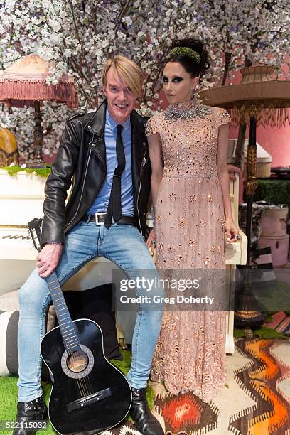 Senior Vice President of Neiman Marcus, Ken Downing and CEO and Founder of Alice & Olivia, Stacey Bendet pose for portraits before the runway show...