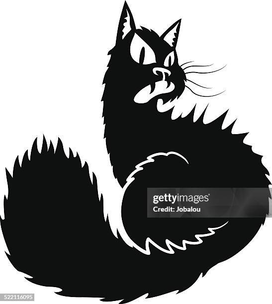 black angry cat - cat scared black stock illustrations