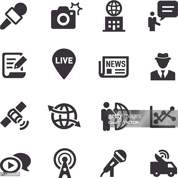 news reporter icons - acme series - live broadcast stock illustrations