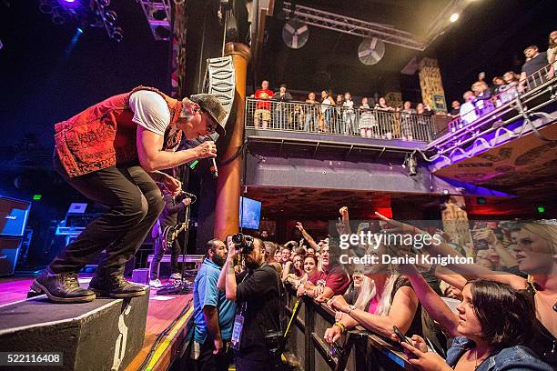 Musician Brent Smith of Shinedown performs on stage at House of Blues San Diego on April 17, 2016 in San Diego, California.