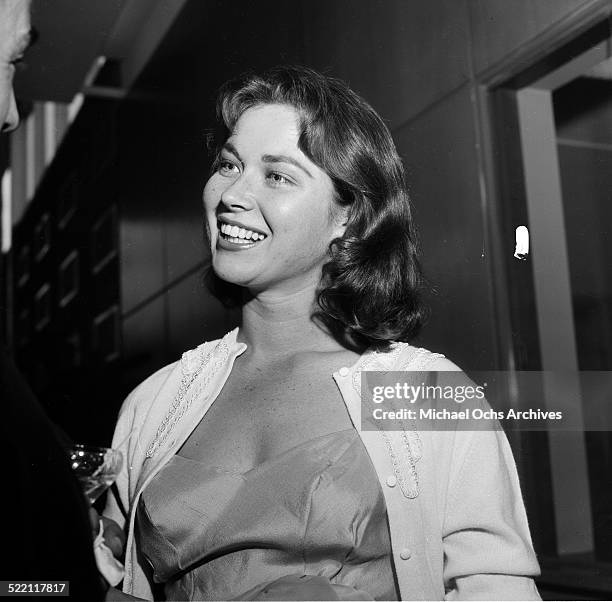 Gia Scala attends Federico Fellini cocktail party in Los Angeles,CA.