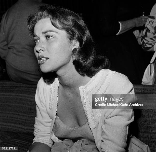 Gia Scala attends Federico Fellini cocktail party in Los Angeles,CA.