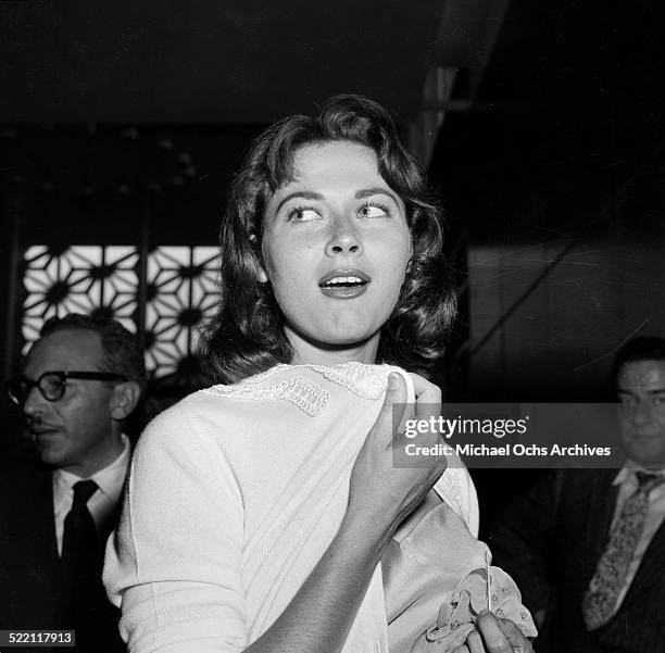 Gia Scala attends Federico Fellini cocktail party in Los Angeles,CA.