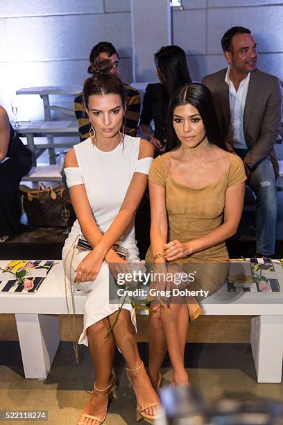 Actress and Model Emily Ratajkowski and Reality TV Star Kourtney Karashian pose for portraits at the runway show alice + olivia By Stacey Bendet And...