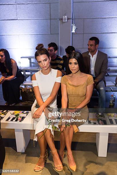 Actress and Model Emily Ratajkowski and Reality TV Star Kourtney Karashian pose for portraits at the runway show alice + olivia By Stacey Bendet And...