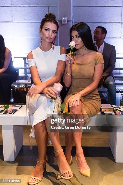 Actress and Model Emily Ratajkowski and Reality TV Star Kourtney Karashian pose for portraits at the runway show alice + olivia By Stacey Bendet And...