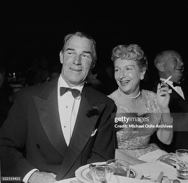 Actor Randolph Scott and wife Patricia Stillman attend the Friars Dinner in Los Angeles,CA.