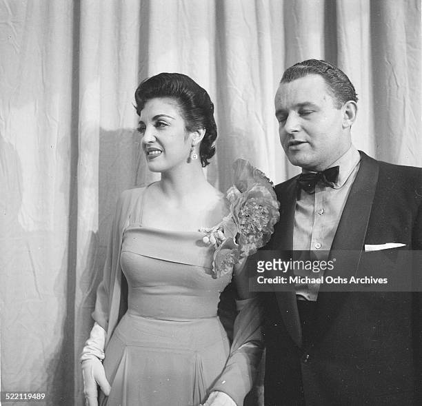 Actor Rod Steiger and actress Katy Jurado attend the Academy Awards in Los Angeles,CA.
