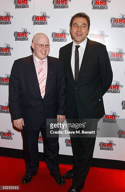 Matt Lucas and David Walliams arrive for The Shockwaves NME Awards 2005 at Hammersmith Palais on February 17, 2005 in London. The annual music awards...