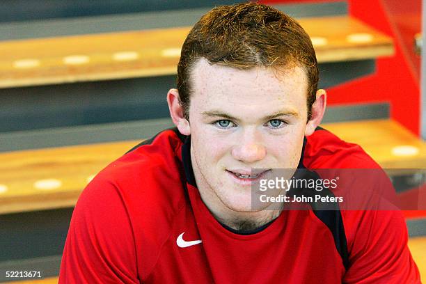 Portrait of Wayne Rooney during a photoshoot at Carrington Training Ground on December 22, 2004 in Manchester, England.