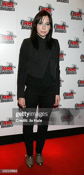 Charlotte Hatherley of Ash arrives at The Shockwaves NME Awards 2005 at Hammersmith Palais on February 17, 2005 in London. The annual music awards...