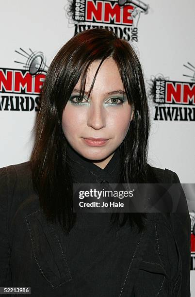 Charlotte Hatherley of Ash arrives at The Shockwaves NME Awards 2005 at Hammersmith Palais on February 17, 2005 in London. The annual music awards...