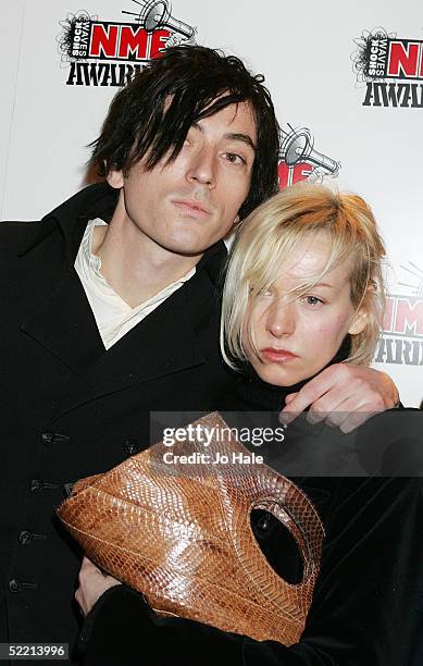 Babyshambles other members arrive with friend at The Shockwaves NME Awards 2005 at Hammersmith Palais on February 17, 2005 in London. The annual...