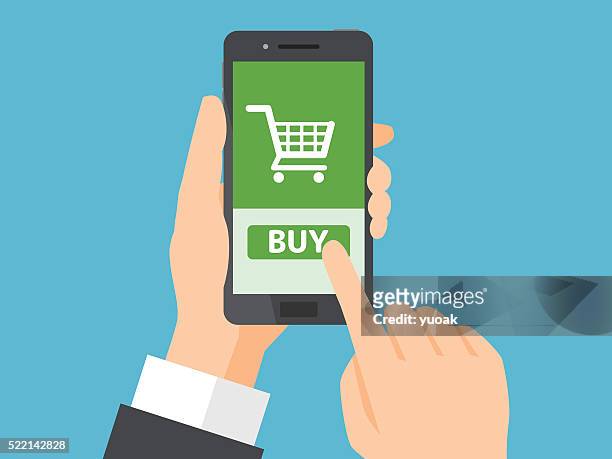 online shopping concept - mobile shopping stock illustrations