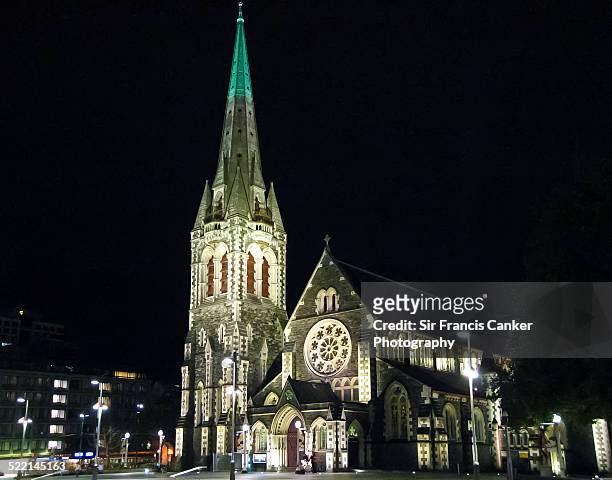christchurch cathedral before earthquake, nz - christchurch cathedral stock pictures, royalty-free photos & images