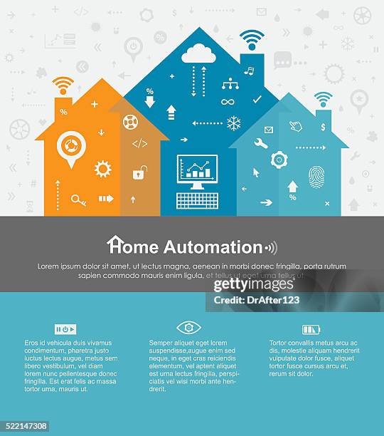 home automation template with copy space text - installing home security stock illustrations