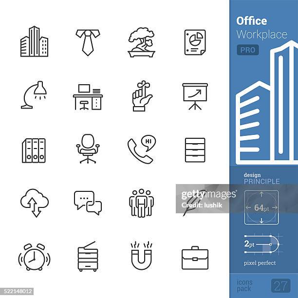 office and workplace vector icons - pro pack - index finger white background stock illustrations